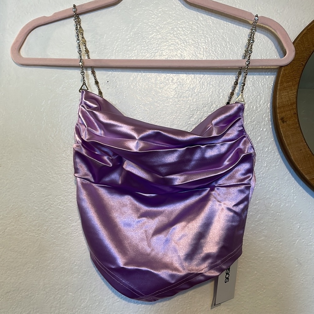 ASOS Chain Strap Satin Crop Top
